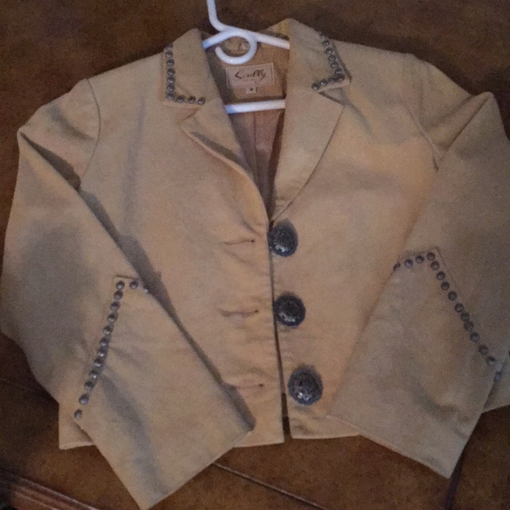 Leather suit with silver stud accents